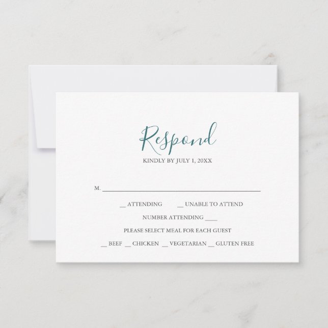 Teal Wedding RSVP Cards Karte (Vorderseite)