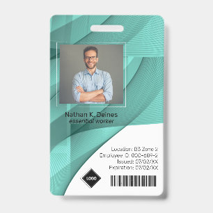 Teal Welle Mitarbeiter-Foto-ID Firmen-Sicherheit Ausweis