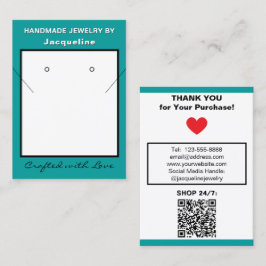 Teal White Necklace Earrings Website QR Code Visitenkarte