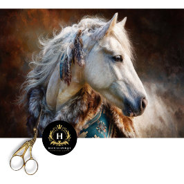 Teal White Stallion Western Furniture Decoupage Seidenpapier