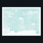 Teal World Vintage Map Poster<br><div class="desc">I love maps and this one is near and dear</div>