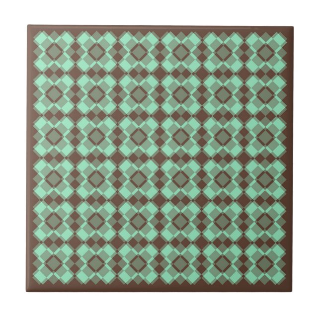 Tealbraun kariert Argyle-Muster Fliese (Vorderseite)