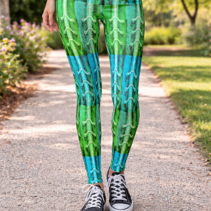 Tealgrün abstraktes Muster, kühner künstlerischer  Leggings