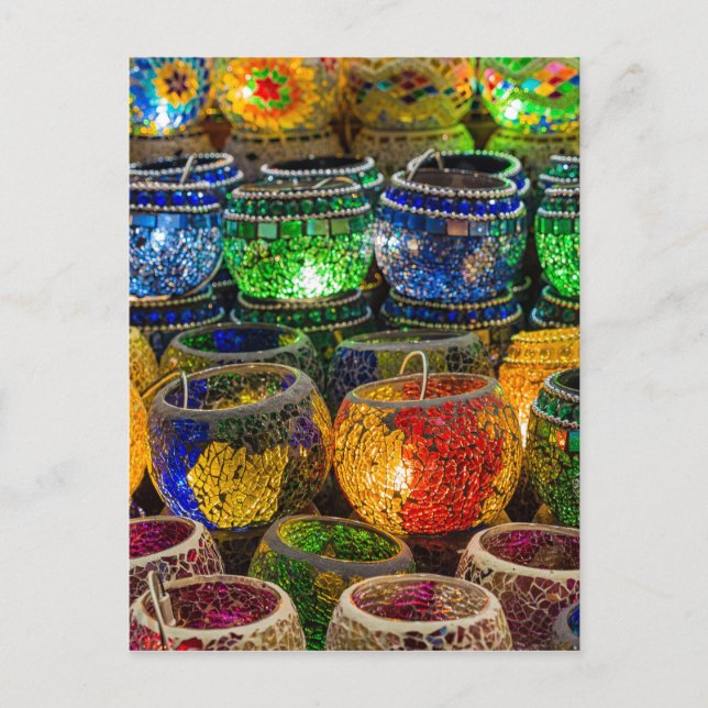 Tealights on a bazaar in Istanbul (Türkei) Postkarte (Vorderseite)