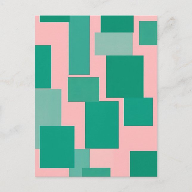 Tealrosa-Farbblockmuster modernes Abstract  Postkarte (Vorderseite)