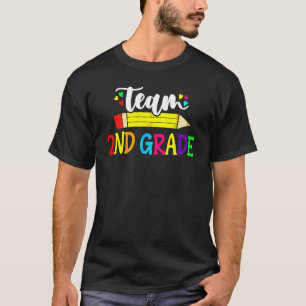 Team 2. Klasse Bleistift Lehrer Schüler Zurück zur T-Shirt