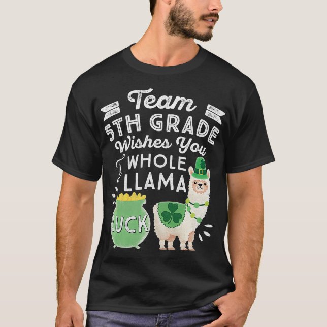 Team 5. Klasse Gesamter Llama Luck St Patrick Day  T-Shirt (Vorderseite)