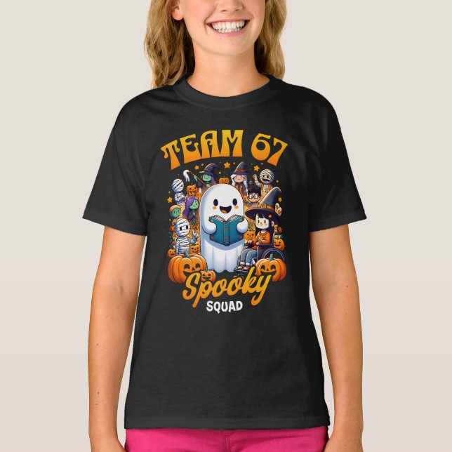 Team 67 Spooky Squad Funny Six Seven Meme 6 7 Hall T-Shirt (Vorderseite)