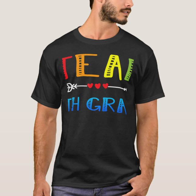 team 7th grade heart back to school teacher cute a T-Shirt (Vorderseite)