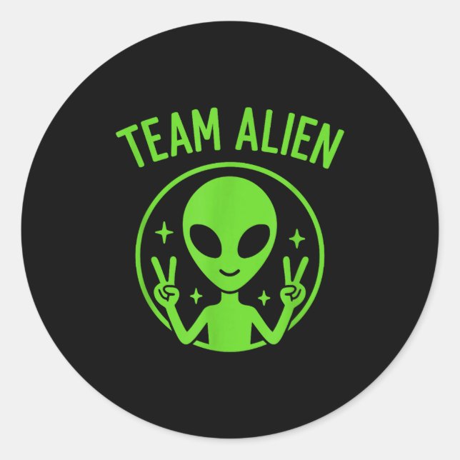 Team Alien – Funny Green Extraterrestrial Peace Si Runder Aufkleber (Vorderseite)