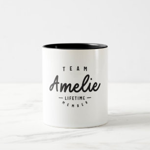 Team Amelie Lifetime Personalisierter Name Zweifarbige Tasse