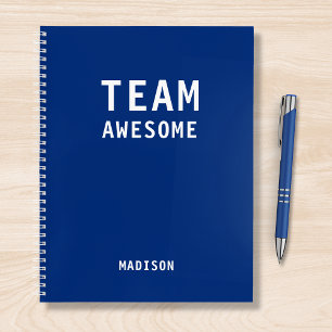 Team Awesome Blau Personalisierter Name Notizbuch