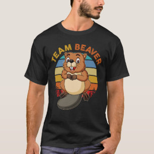 Team Beaver Retro Sunset Beavers Lover T-Shirt
