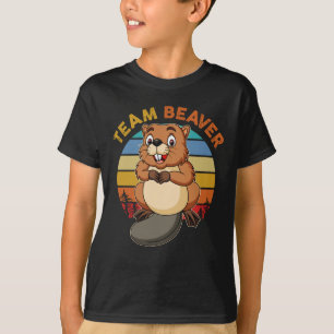 Team Beaver Retro Sunset Beavers Lover T-Shirt