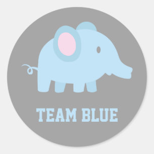 Team Blau, Baby-Junge-Elefant, Geschlechtsenthüllu Runder Aufkleber