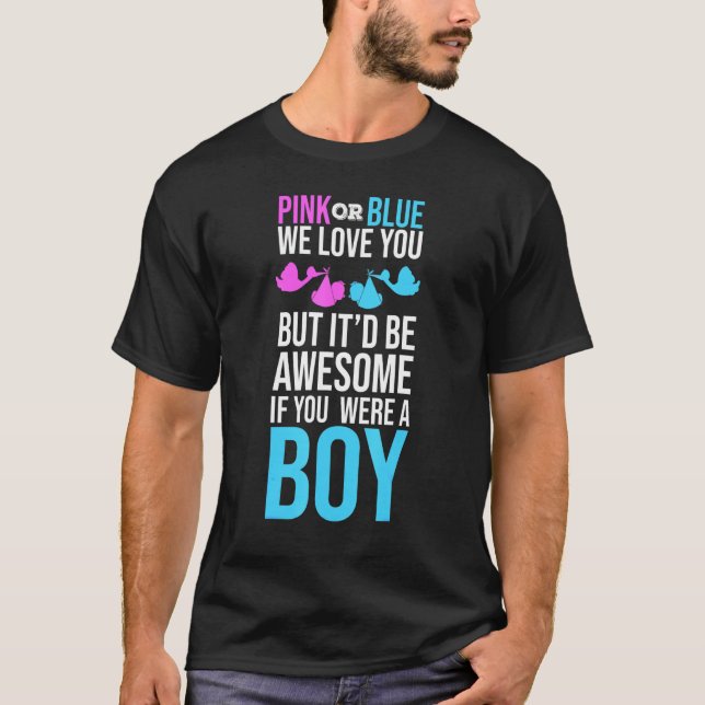 Team Blue Baby Boy Ankündigung Gender Reveal Teil T-Shirt (Vorderseite)