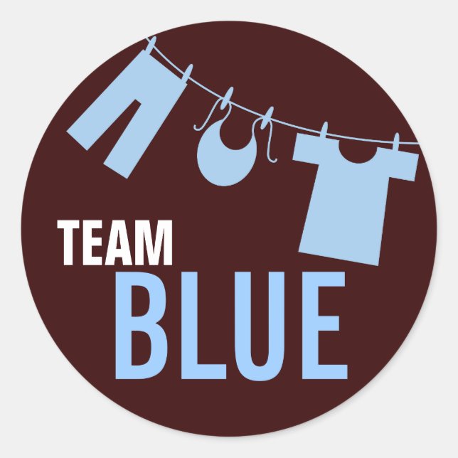 Team Blue Baby Clothes Gender-Team-Aufkleber Runder Aufkleber (Vorderseite)