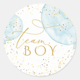 Team Blue Balloons Gender Reveal Runder Aufkleber