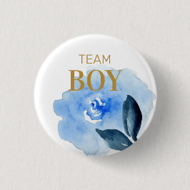 Team Blue Geschlecht enthüllt Babydusche Button