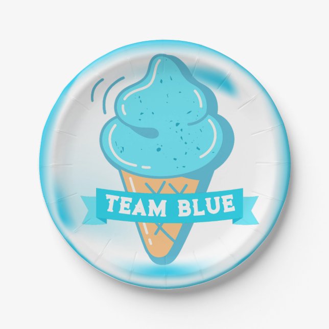 Team Blue Ice Cream Gender Reveal Pappteller (Vorderseite)