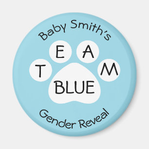 Team Blue Paw Print Gender Reveal Magnet