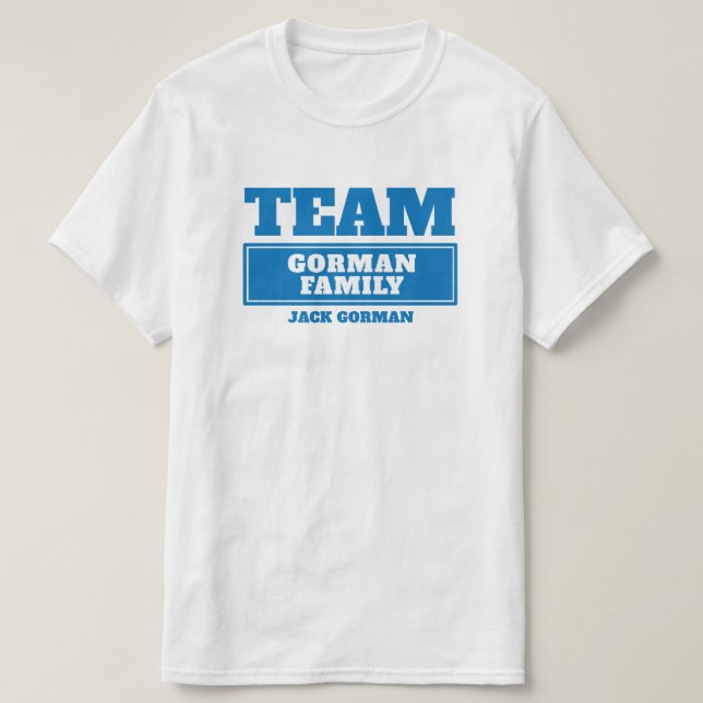 Team Blue personalisierte Familie oder Gruppe T -  T-Shirt (Design vorne)