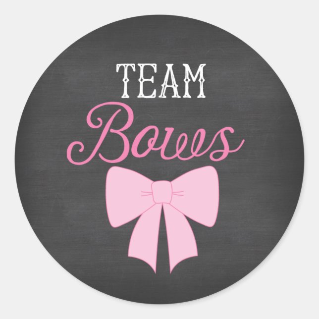 Team Bows Girl Gender Reveal Runder Aufkleber (Vorderseite)
