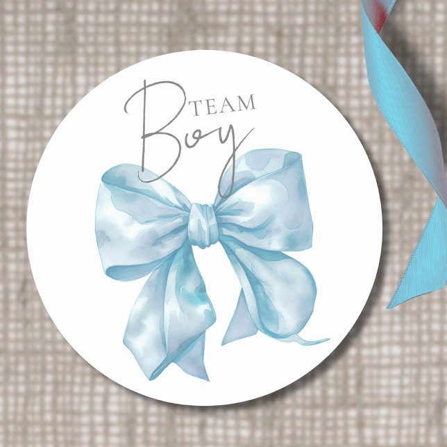 Team Boy Blue Bow Sticker de révélation de genre (Blue Bow Team Boy Gender Reveal Sticker)