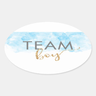 Team Boy Blue Gold Glitzer Gender-Studie Ovaler Aufkleber