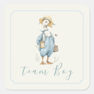 Team Boy Blue Goose Geschlecht Enthüllung Watercol Quadratischer Aufkleber