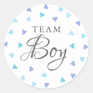 Team Boy Blue Hearts Geschlecht Enthüllung Abstimm Runder Aufkleber