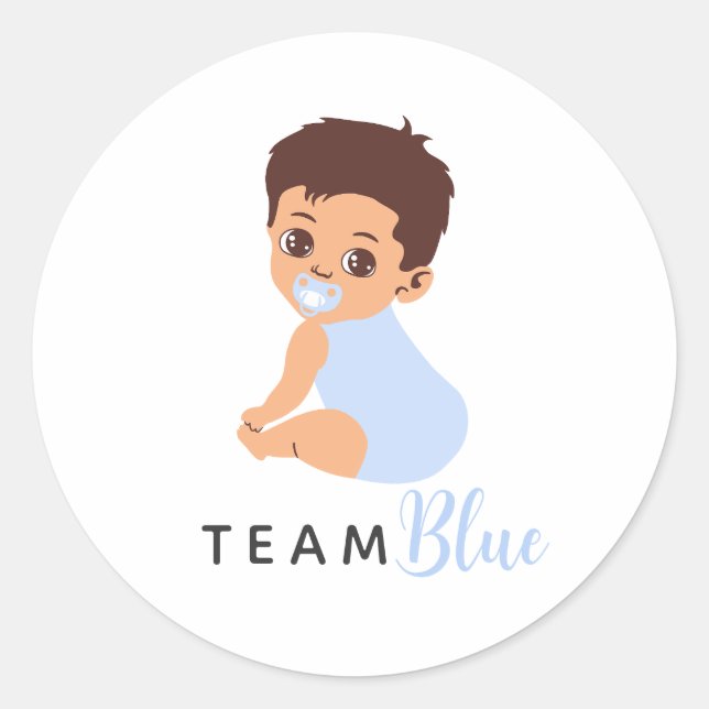 Team Boy Cute Baby with Blue Pacifier Runder Aufkleber (Vorderseite)