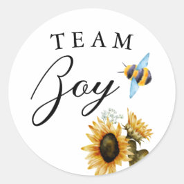 Team Boy Gender Reveal Blue Bee Voting Runder Aufkleber