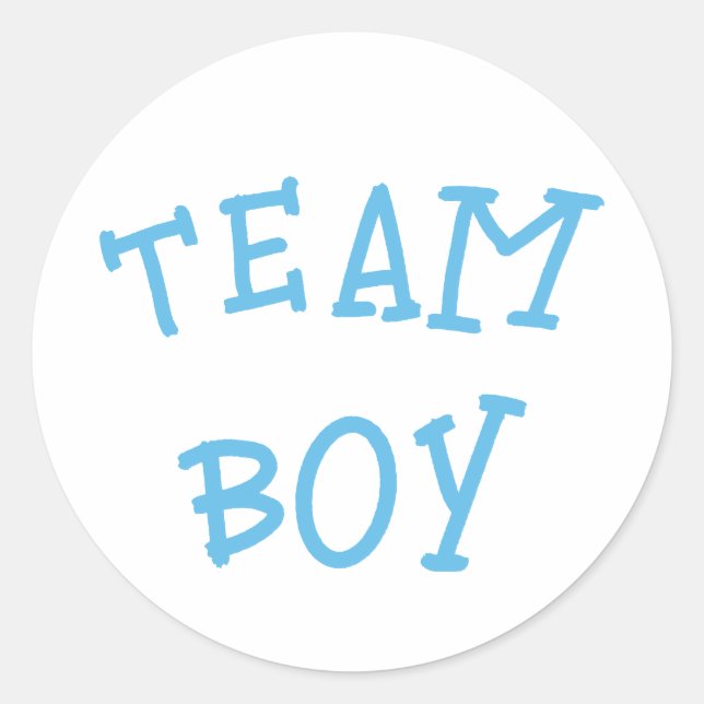 Team Boy Gender Reveal Blue Runder Aufkleber (Vorderseite)
