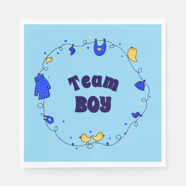 Team Boy Gender Reveal Napkins Serviette (Vorderseite)