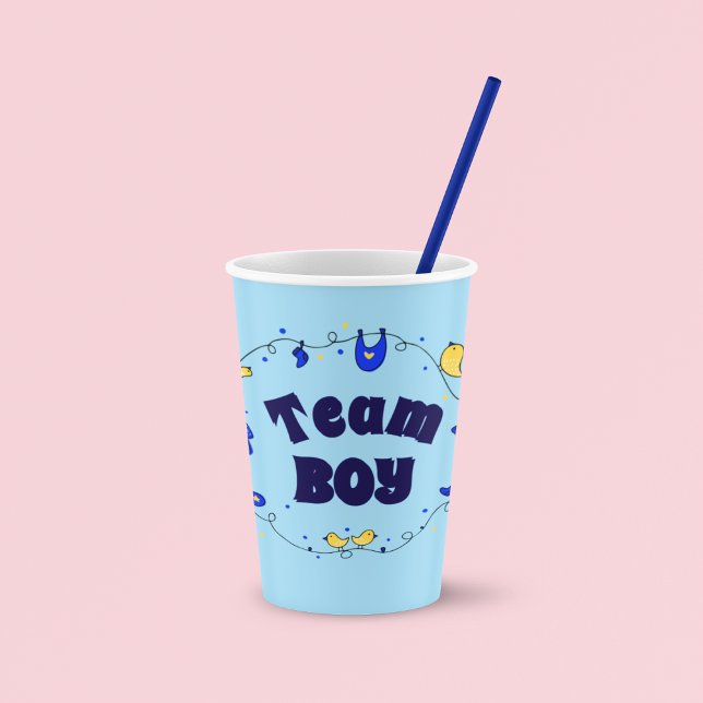 Team Boy Gender Reveal Paper Cups Pappbecher (Von Creator hochgeladen)