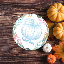 Team Boy Gender Reveal Party Abstimmung Blue Pumpk Runder Aufkleber