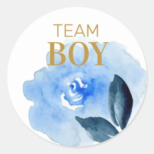 Team Boy Geschlecht enthüllt Blütenwasserfarbe Runder Aufkleber