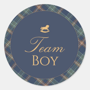 Team Boy Geschlecht Enthüllung Abstimmungsaufklebe Runder Aufkleber