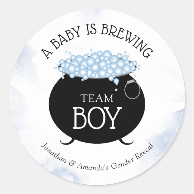 Team Boy Halloween Baby Braut Geschlecht offen. Runder Aufkleber (Vorderseite)