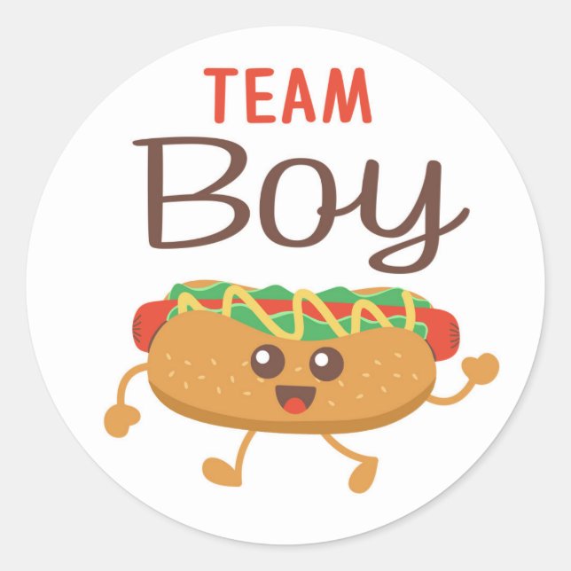 Team Boy Hotdog-Geschlecht aufklemmen Runder Aufkleber (Vorderseite)