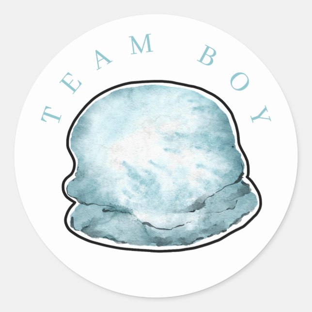 Team Boy Ice Cream Gender offenbaren Circle Sticke Runder Aufkleber (Vorderseite)