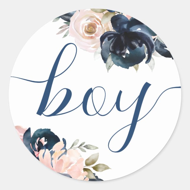 Team Boy Navy und rot Gender Reveal Aufkleber. C Runder Aufkleber (Vorderseite)