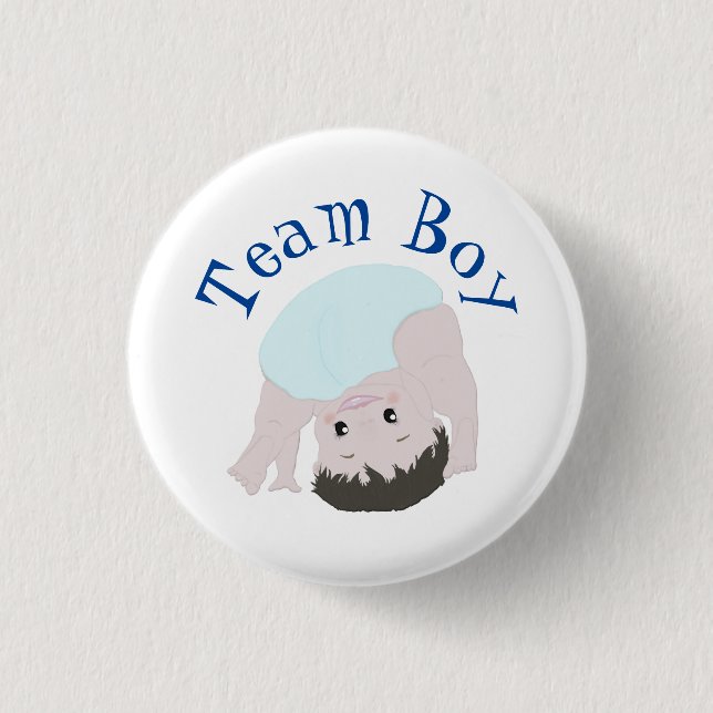 "Team Boy" - Niedliche Darstellung des Geschlechts Button (Vorderseite)