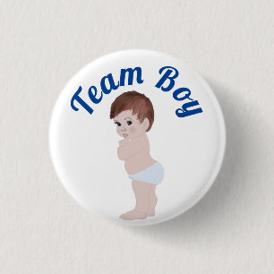 "Team Boy" Niedliches Baby-Gender-Bericht 3 cm Rou Button