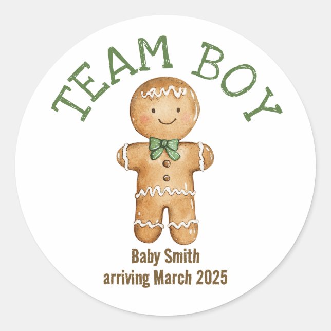Team Boy pain d'épices autocollant bébé de Noël (Devant)
