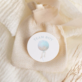 Team Boy Pink Balloon Minimalistisch Gender Reveal Runder Aufkleber