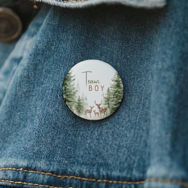 Team Boy von Forest Woodland Animals Gender Reveal Button (Von Creator hochgeladen)