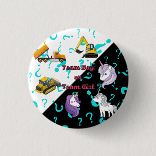 Team Boy vs Team Girl Heavy Equipment vs Unicorns Button