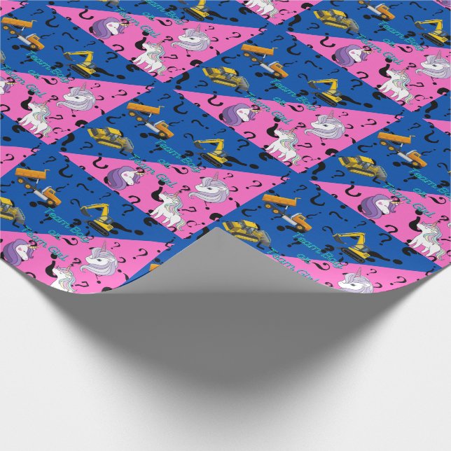 Team Boy vs Team Girl Heavy Equipment vs Unicorns Geschenkpapier (Ecke)